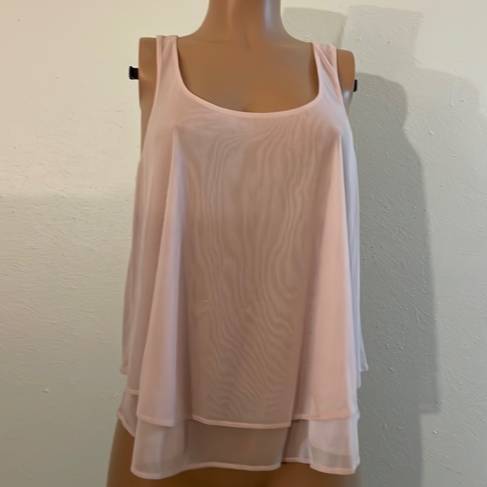 Express Top Pale Baby Pink Shear  Chiffon Tank Top Blouse Size Medium EUC